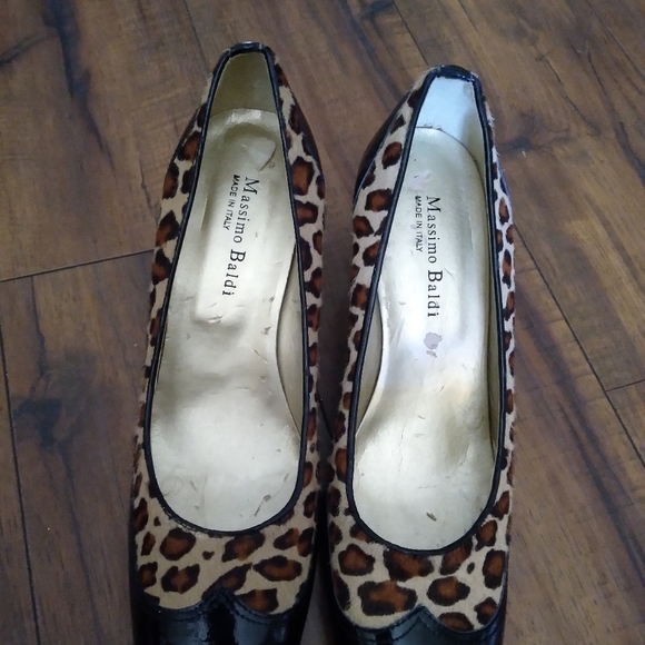 Massimo Baldi Vintage Leopard and Patent Leather Square Toe Block‎ Heels - Picture 6 of 9